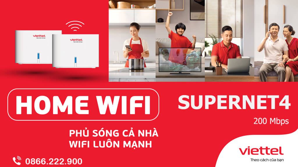 Gói cước SupperNet4 - Tốc độ 200Mbps (Modem Wifi + 2 Home wifi)